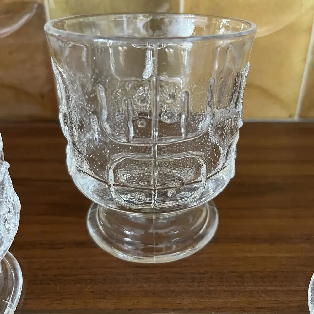Vintage Nanny Still for Riihimäen Lasi Finland Brutalist Punch Cups Glasses x4